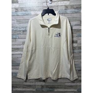Men’s Walt Disney World 1/4 Zip Pull Over Sweater Cream Ivory Size XL